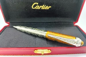 Cartier Limited Edition With Palm Tree Motif Silver+Gold Body Ballpoint Pen - Picture 1 of 6