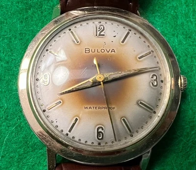 Vintage 1960 Bulova Sea King Watch With Tropical Sunburst Patina 10k Gold Filled - Image 1 of 4