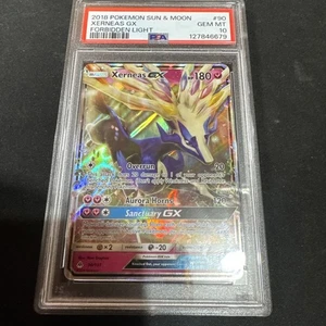 Xerneas GX 90/131 Pokemon TCG Forbidden Light Sun & Moon Ultra Rare Card PSA 10 - Picture 1 of 2