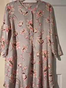 Vestido Masai Gris y Rosa Floral Manga Larga Túnica Talla Pequeña Reino Unido 10/12 - Imagen 1 de 9