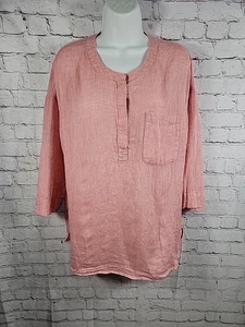 Pure Jill Women's Red/Pink Linen Top 3/4 Sleeve Size M - Picture 1 of 7