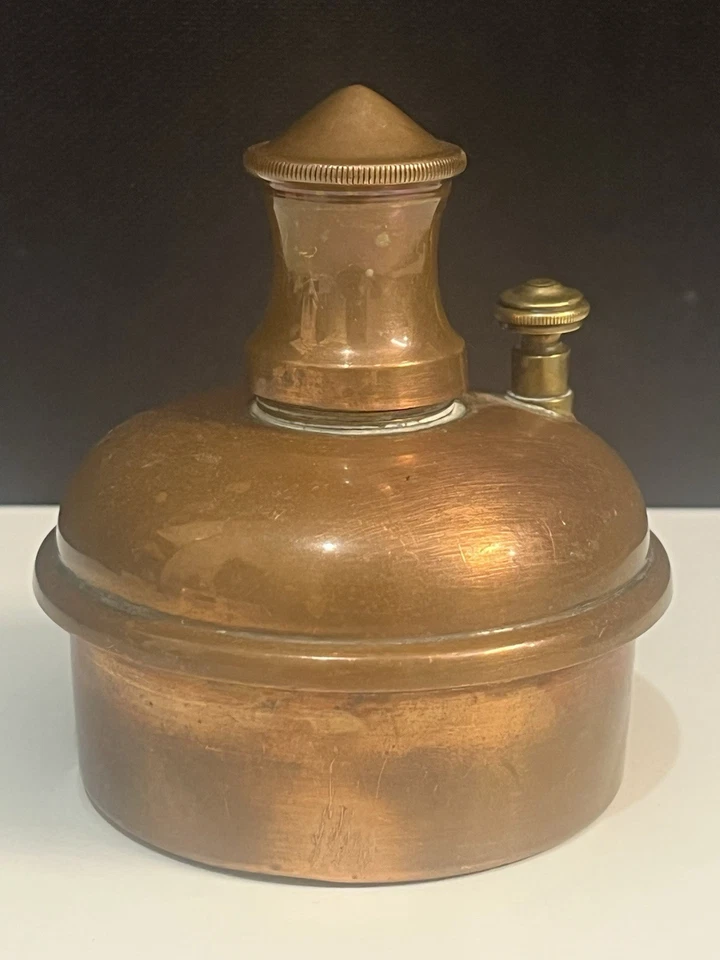 Ancienne Petit Lampe En Cuivre Lampe À Poser Décorative Vintage - Photo 1/4