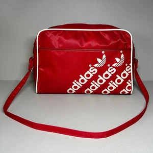 Vintage adidas Sports Bag Red Shoulder Bag Retro Logo Made in Yugoslavia 1980's - Picture 1 of 24