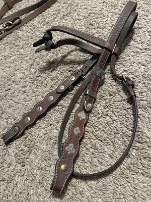 Used Cowboy Tack Western Headstall Western Tack Poker Headstall Used Tack GUC - Image 1 of 4