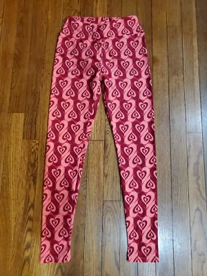 NUEVO LuLaRoe OS Leggings ROJO BORGOÑA MELOCOTÓN San Valentín CORAZÓN Amor Retro Foto 1 de 3