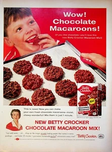 1957 Betty Crocker Chocolate Coconut Macaroon Cookie Mix Vintage 1950s Print Ad - Picture 1 of 1