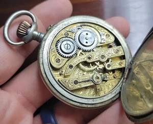 51 mm Antik Gravierte Taschenuhr P.H. Golay Blume Schweiz wie besehen - Bild 1 von 7
