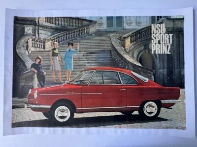 AFFICHE ANCIENNE ORIGINALE NSU SPORT PRINZ BERTONE ( 1000 TT TTS SPIDER WANKEL ) - Photo 1/4