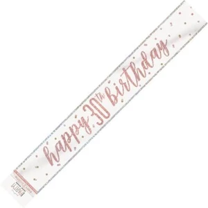 Rose Gold Happy 30th Birthday Prismatic Foil Banner 2.74M (9') Party Decorations - Picture 1 of 1