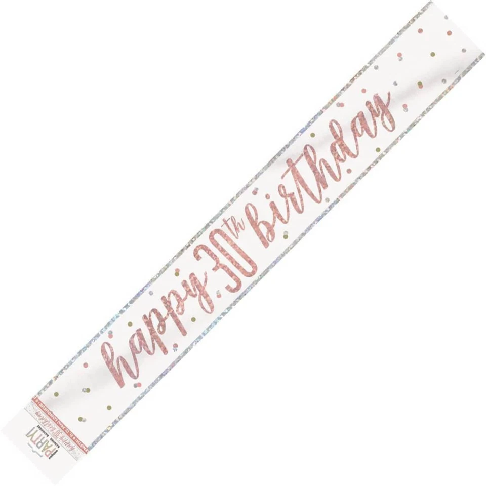 Rose Gold Happy 30th Birthday Prismatic Foil Banner 2.74M (9') Party Decorations - image 1 of 1