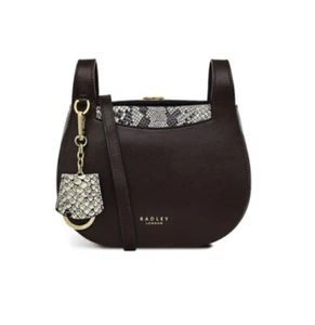 BNWT Radley Small Dark Oak Half Moon Faux Snake Print Hand bag New RRP £169 - Picture 1 of 11