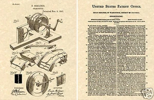 Gramófono berlinés patente de ee. uu. ¡¡¡listo para enmarcar!!! Reproductor de música vintage - Imagen 1 de 1