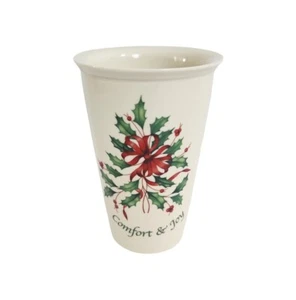 Lenox Holiday Mug Travel Tumbler Keramik Weihnachtsvase Deko Stechpalme Beere ohne Deckel - Bild 1 von 12