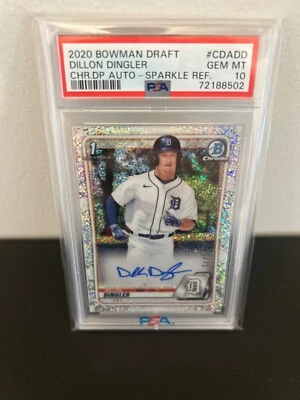 2020 Bowman Draft Chrome DP Auto Sparkle Ref Dillon Dingler PSA 10 11/71 - Image 1 of 2