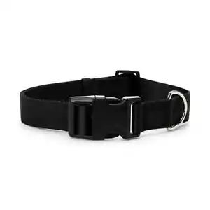 YOULY The Classic Black Webbed Nylon Dog Collar, Small - Picture 1 of 7