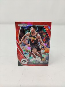 2021-22 Prizm Draft Picks #65 Anthony Edwards Red Cracked Ice