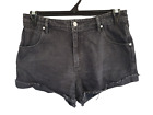 wrangler vintage black drew denim jeans shorts raw hem 100% cotton sze 12 womens