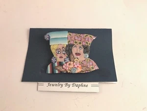 Broche prendedor caprichoso "Best Friends" técnica Millefiori arcilla poliforma con etiqueta - Imagen 1 de 7