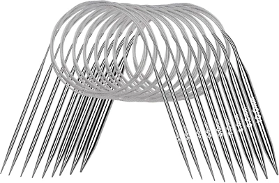 Coopay Rundstricknadeln 120 Cm, 9 Stück Edelstahl Stricknadeln Rundstricknadel M