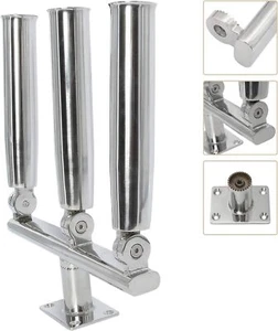 Porta Canna da Pesca 3 Tubi Acciaio Inox Tridente Outrigger Elegante Supporto Kite - Foto 1 di 7