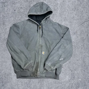 Carhartt Full Zip Hooded Work Jacket Xl Quilted Lined Made in USA Gray Men's XL - Picture 1 of 5