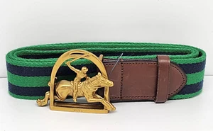 Men's Polo Ralph Lauren Brass Equestrian Pony Buckle & Belt Sportsman Aztec 38 - Picture 1 of 10