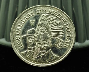 1986 Canada Calgary Stampede $1 Dollar Trade Token BU Nickel Plated Steel 33mm - Picture 1 of 2
