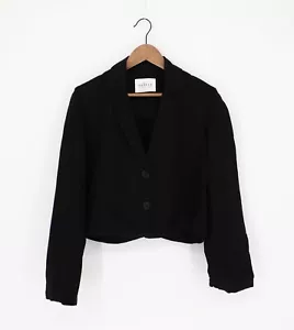 VELVET By Graham & Spencer Finley Heavy Linen Cropped Blazer Black S $258 H8 - Picture 1 of 8