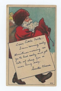 Dear Little Folks ~ SANTA CARRYING PRESENTS ~ Antique Divided Back Postcard - Picture 1 of 2