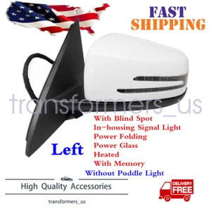 FITS Mercedes GLA250 GLA45 13-20 WHITE LEFT DRIVER SIDE MIRROR With Blind Spot - Picture 1 of 10