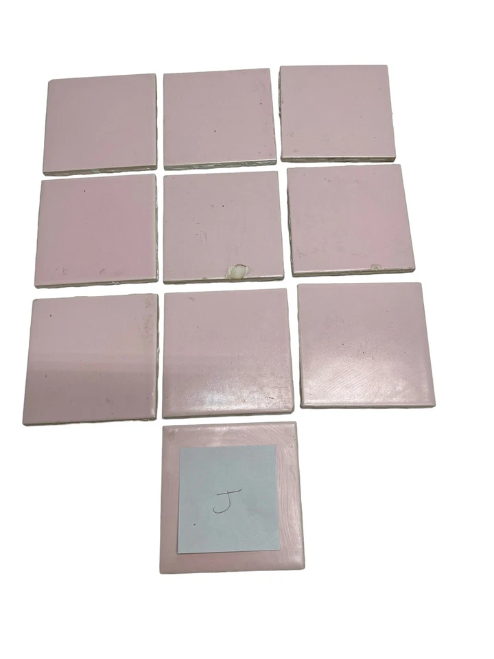 10 Vtg Pink Porcelain Ceramic Tile 4 1/4" Sunset Exacto Spacer Tile USA Flaws -J - Image 1 of 4