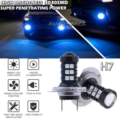 2x H7 30SMD Projector LED Fog Light Bulbs Car Driving Lamp DRL 10000K Ultra Blue - Image 1 of 4