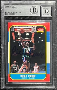 RICKY PIERCE SIGNED 1986 FLEER CARD BECKETT GEM MINT AUTO GRADE 10 441 - Picture 1 of 2