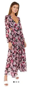Bardot Garden Floral Maxi Dress Women 6 Small Cutout Waist Dark Witchy Coquette - Picture 1 of 17