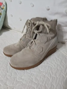 Sorel Evie Lace Wedge Boots Waterproof Suede Size 11 - Picture 1 of 10