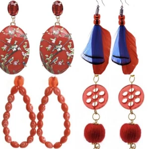 Red Earrings Floral Bird Many Styles Designs To Choose From - Picture 1 of 55