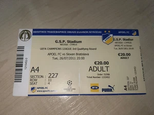 Ticket Apoel Cyprus - Slovan Bratislava Slovakia 2011-2012 - Picture 1 of 1