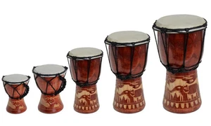 Kinder Djembe Trommel 15cm 20cm 25cm 30cm Bongo Elefant Holz A2 - Bild 1 von 10