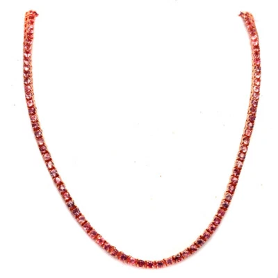 Plata de ley 925 3 mm. Collar Espinela Rosa y Zafiro Recubierto de Oro Rosa 18" Foto 1 de 4