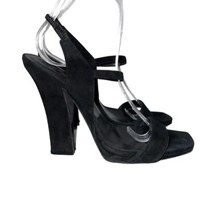 Narciso Rodriguez Zapatos UE Talla 38 Negro Gamuza Sandalias Puntera Cuadrada - Imagen 1 de 10