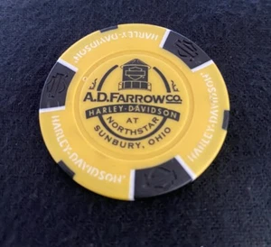 Sunbury, Ohio Harley Davidson Poker Chip / Gelb & Schwarz - Bild 1 von 3