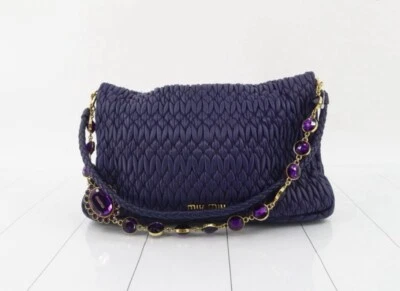 Bolso de Hombro Miu Miu Matelasse Cuero Napa Extraíble Cadena Cristal Foto 1 de 4