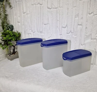 Tupperware Modular Mates Pour-All Set 3pcs 1.6L - Blue Vintage Cereal Container - Image 1 of 4