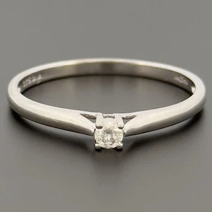 9ct White Gold 0.10ct Diamond Solitaire Ring Size S Hallmarked - Picture 1 of 10