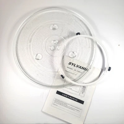 Plato giratorio de vidrio para microondas Sylvania SR-11092G 12", anillo de soporte y manual - Imagen 1 de 4
