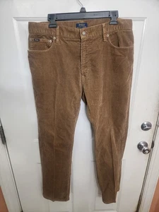Polo Ralph Lauren Velluto a coste Varick Pantaloni Dritti Slim - Uomo Taglia 38 X 30 - Marrone - Foto 1 di 10