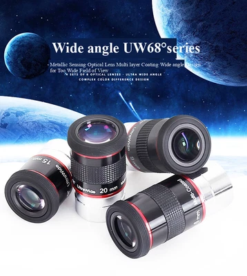 Ultra Wide 68° 1.25" Telescope Eyepiece Set - 6mm 9mm 15mm 20mm Multi-Coated - Image 1 of 4