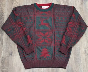 Vintage 80s Robert Bruce Reindeer Snowflake Mens Sz L Sweater Christmas Holiday - Picture 1 of 6