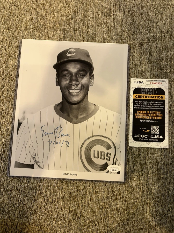 Ernie Banks Signed Auto Team Issued 8x10 Photo JSA - Image 1 of 1