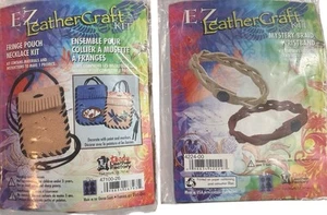 2 Tandy Leather Factory EZ  Kit Pouch Fringe Necklace Bracelet Braided New Vtg - Picture 1 of 4
